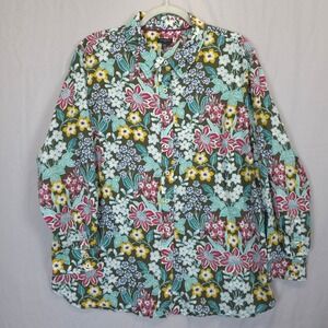Talbots Plus Floral Garden Blouse Button Shirt Multicolor Women 2X Cottagecore